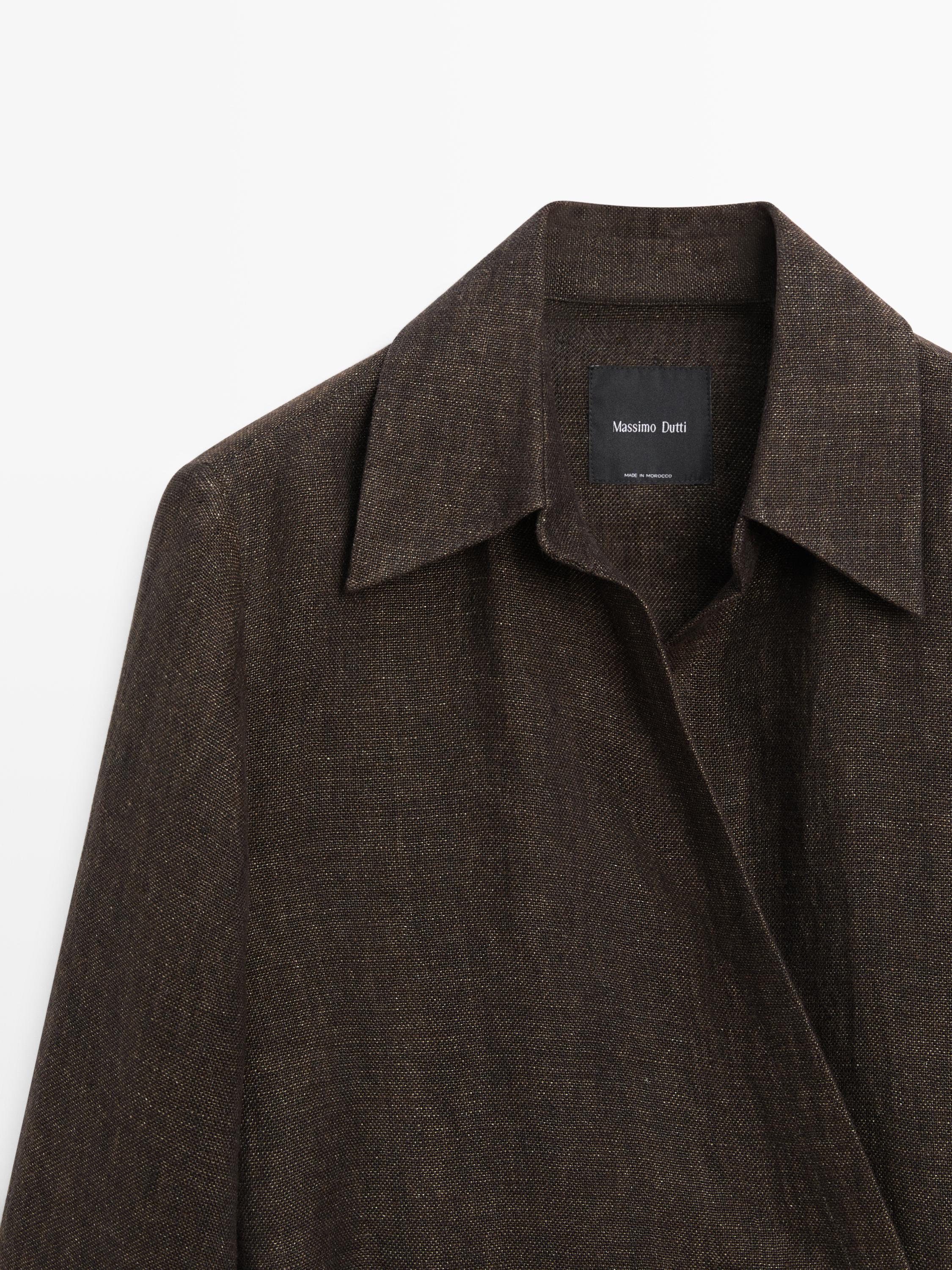 Total look melange linen overshirt